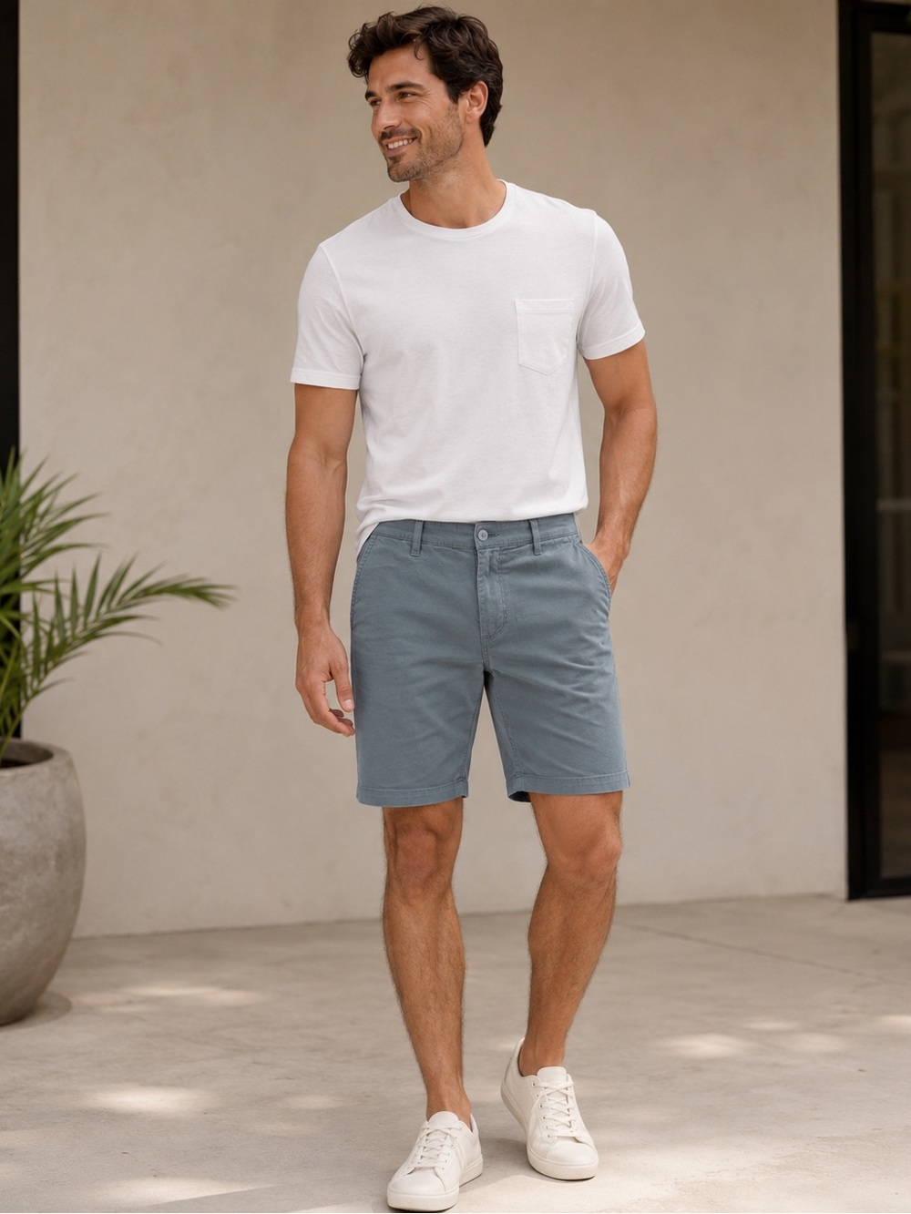 Ag Adriano Goldschmied Men's Gray Flat Front Chino Shorts